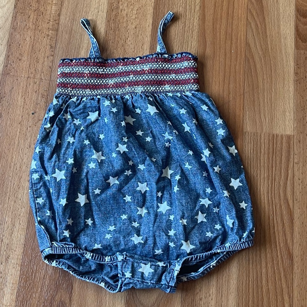 Sweet baby girls denim star onesie
